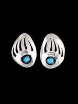 Navajo Sterling Silver Turquoise Bear Paw Post Earrings - PuebloDirect.com