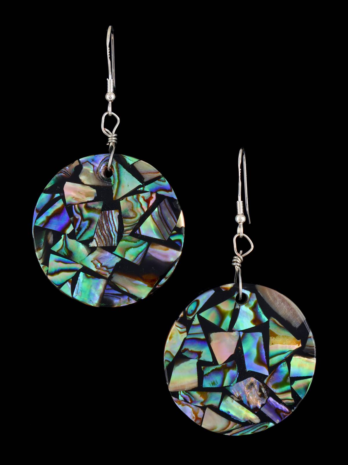 Santo Domingo Abalone Mosaic Inlay Dangle Earrings