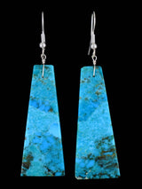 Navajo Compressed Turquoise Slab Dangle Earrings