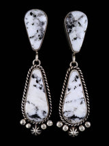 Pendientes Navajo de plata de ley con búfalo blanco y ónix