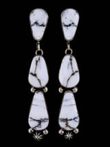 Pendientes Navajo de plata de ley con búfalo blanco y ónix