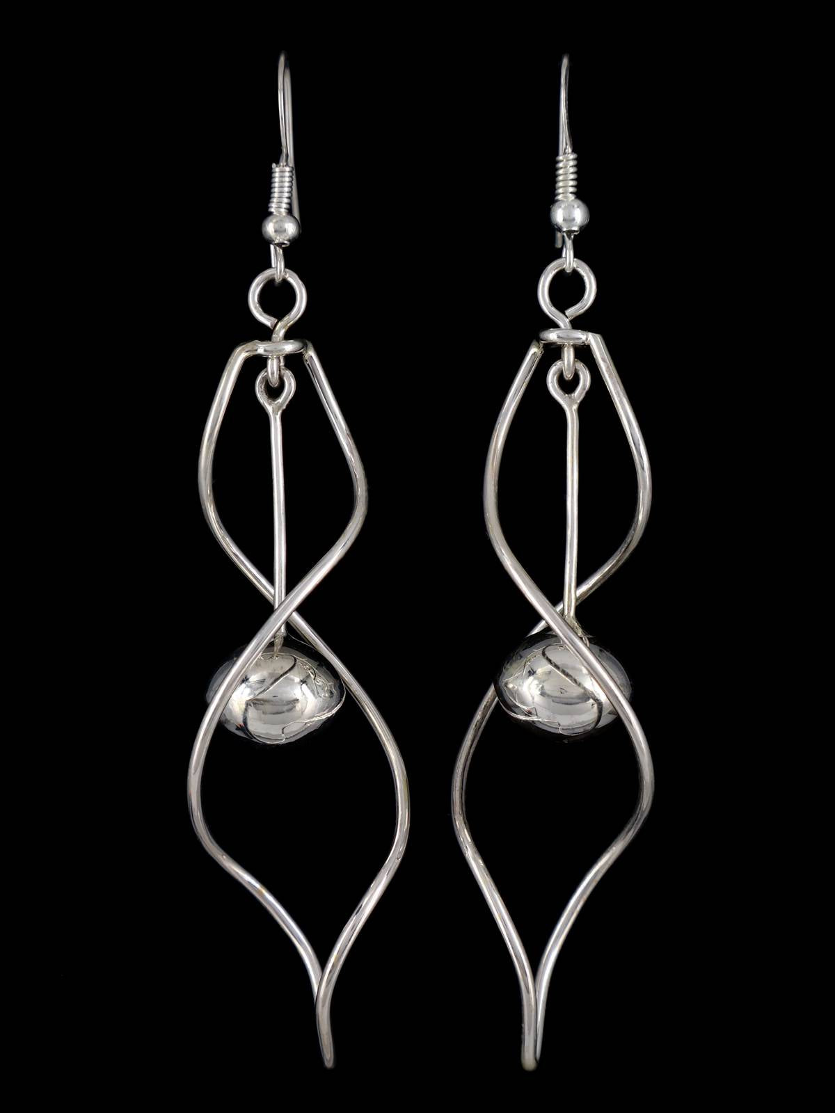 Navajo Jewelry Sculpted Wire Sterling Silver Dangle Earrings