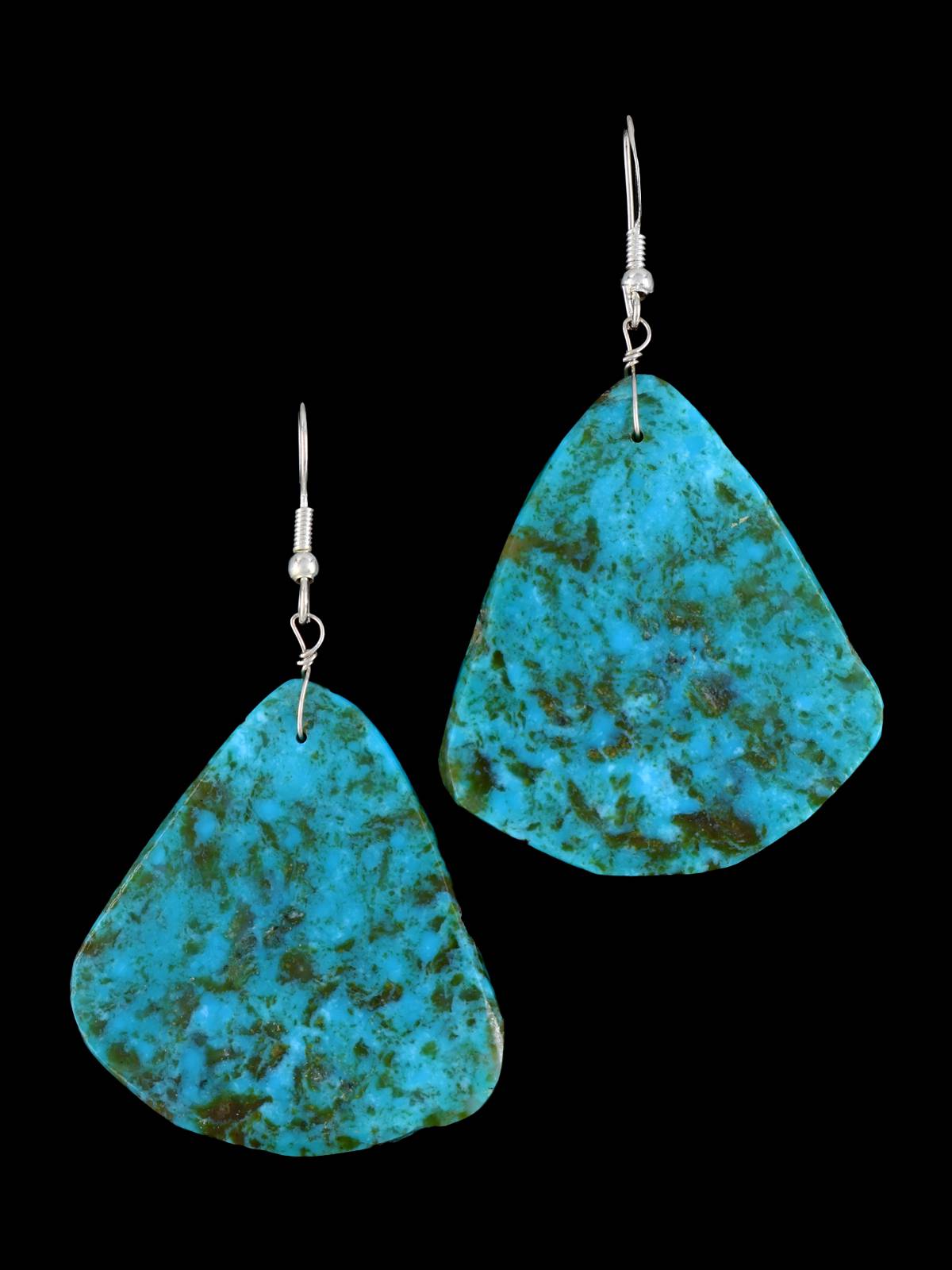 Navajo Turquoise Slab Dangle Earrings