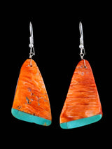 Navajo Spiny Oyster and Turquoise Dangle Earrings