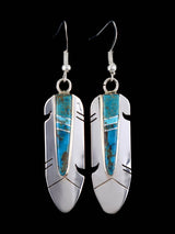Native American Jewelry Turquoise Inlay Dangle Earrings