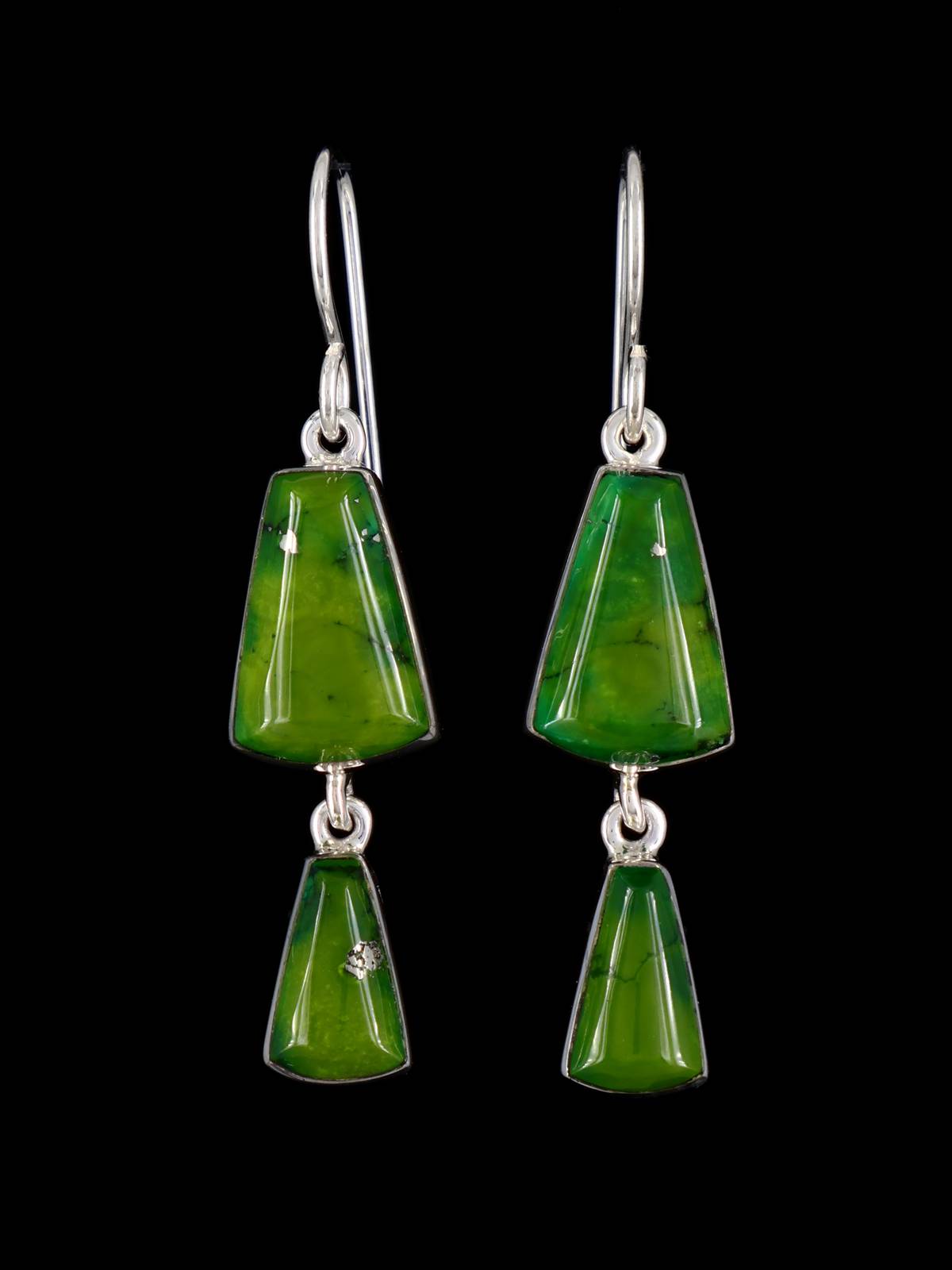Navajo Sterling Silver Sonoran Mountain Turquoise Dangle Earrings