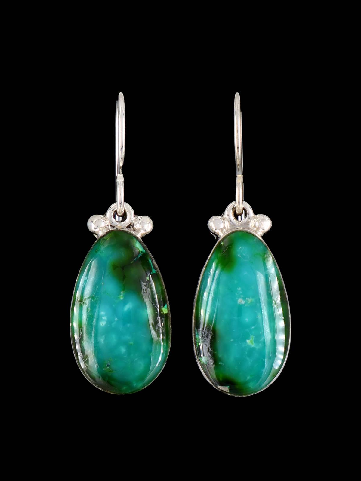 Navajo Sterling Silver Sonoran Turquoise Dangle Earrings