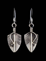 Native American Sterling Silver Dangle Feather Earrings