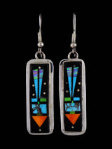 Boucles d’oreilles Navajo Onyx et Turquoise Inlay Dangle