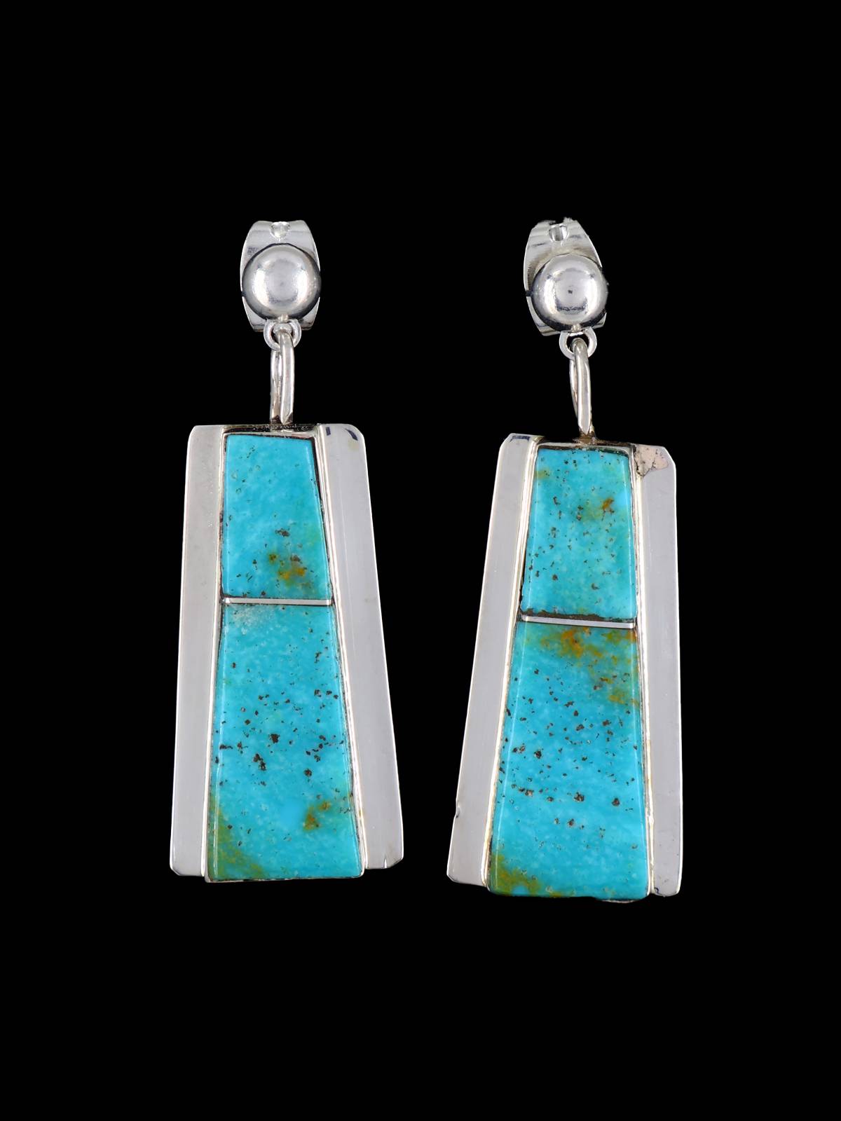 Boucles d’oreilles Navajo Turquoise et Opalite Inlay Dangle