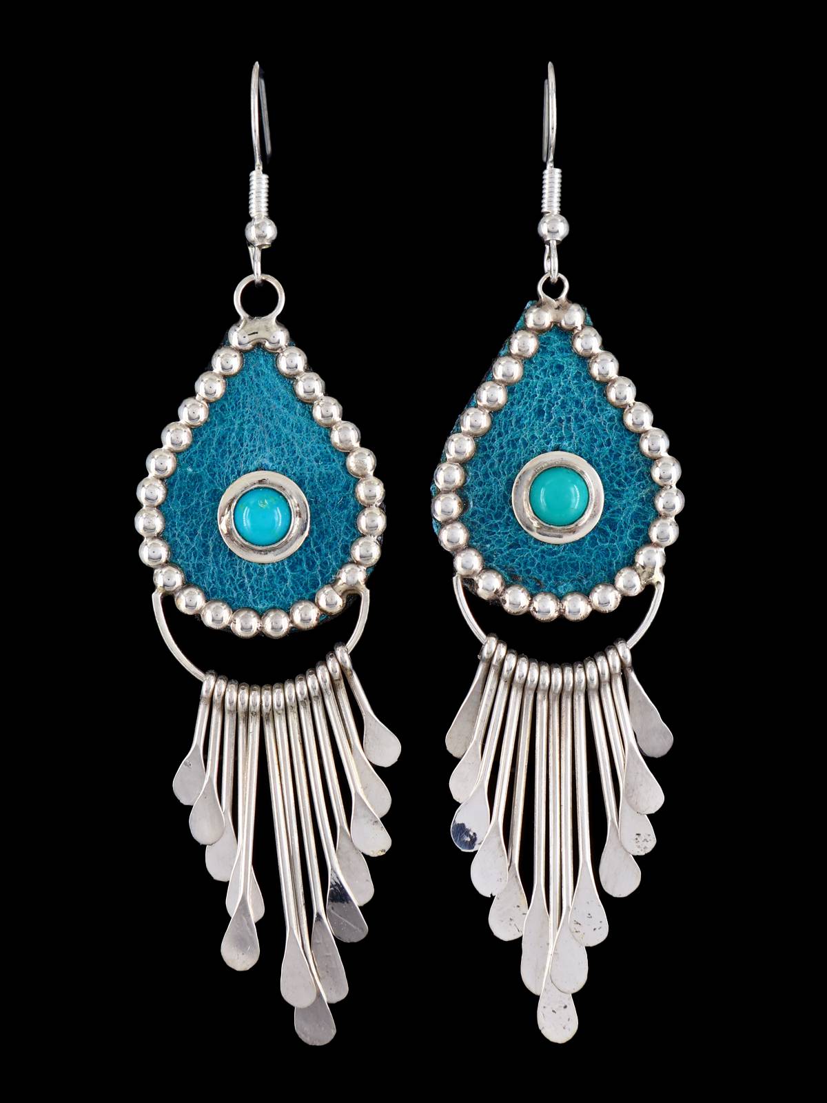 Pendientes colgantes de cascada turquesa de plata de ley navajo