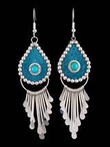 Pendientes colgantes de cascada turquesa de plata de ley navajo