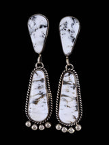 Boucles d'oreilles Navajo en argent sterling buffle blanc et onyx
