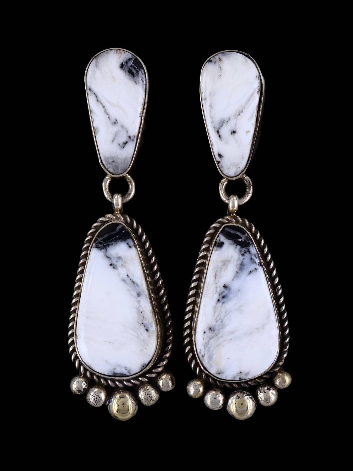 Native American Jewelry White Buffalo Lariat Necklace and Earring Set