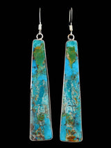 Boucles d'oreilles pendantes Santo Domingo en dalle turquoise