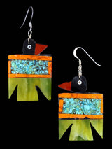 Santo Domingo Inlay Mosaic Bird Dangle Earrings