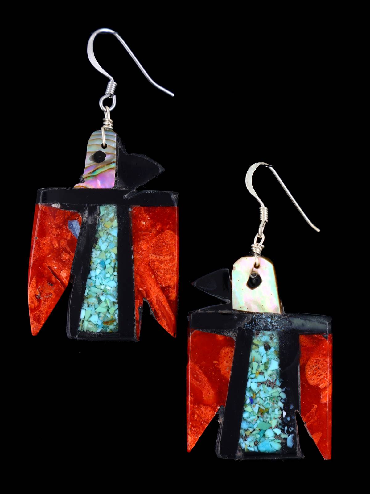 Santo Domingo Inlay Mosaic Bird Dangle Earrings