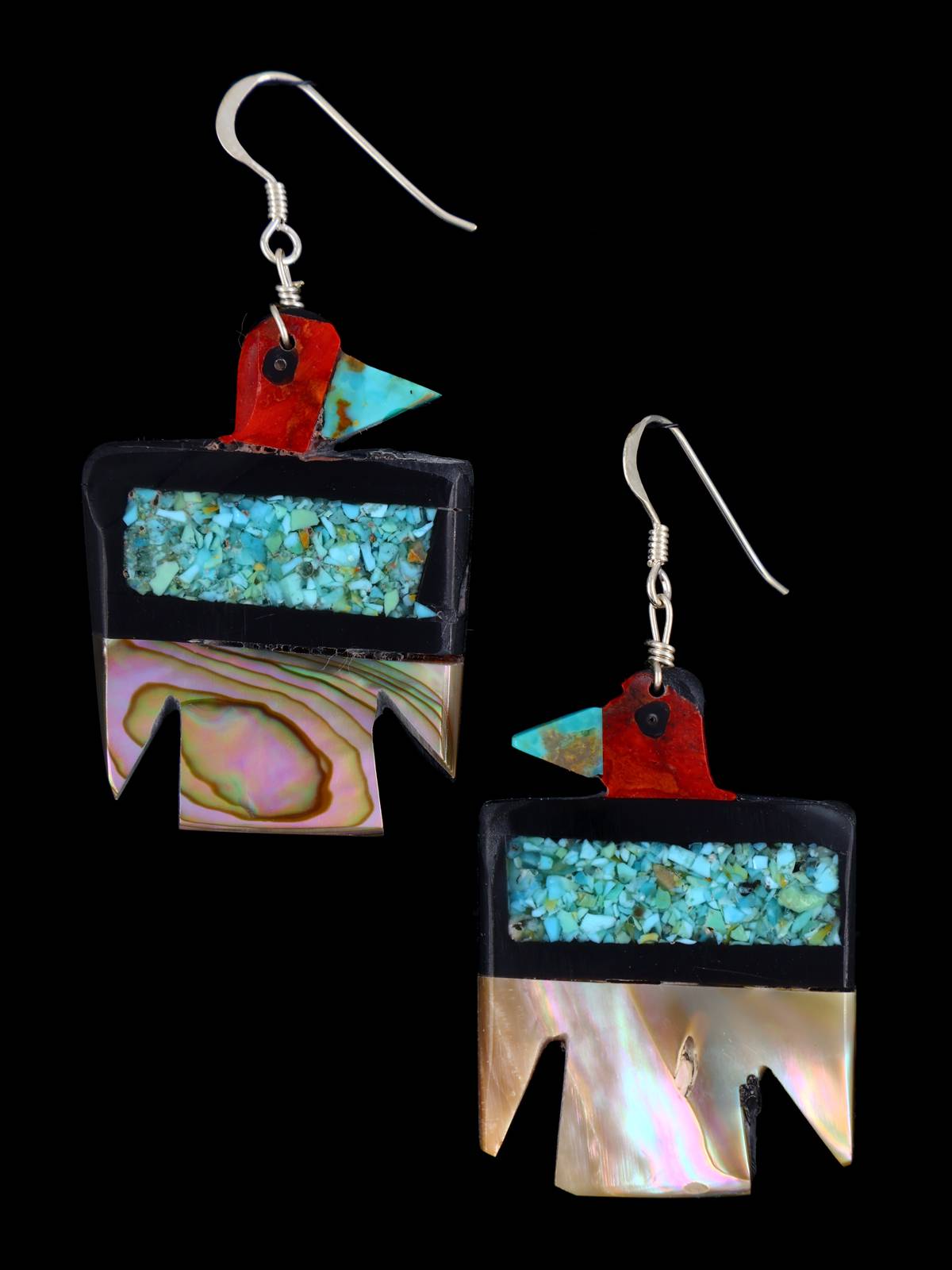 Boucles d'oreilles pendantes en corail et pomme avec incrustation Santo Domingo
