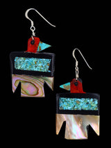 Boucles d'oreilles pendantes en corail et pomme avec incrustation Santo Domingo