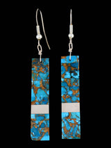 Santo Domingo Compressed Turquoise Mosaic Dangle Earrings