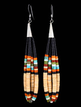 Pendientes colgantes Heishi de azabache navajo y turquesa