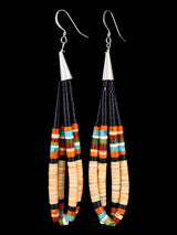 Pendientes colgantes Heishi de azabache navajo y turquesa