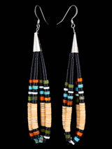 Pendientes colgantes Heishi de azabache navajo y turquesa