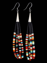 Pendientes colgantes Heishi de azabache navajo y turquesa