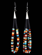 Pendientes colgantes Heishi de azabache navajo y turquesa