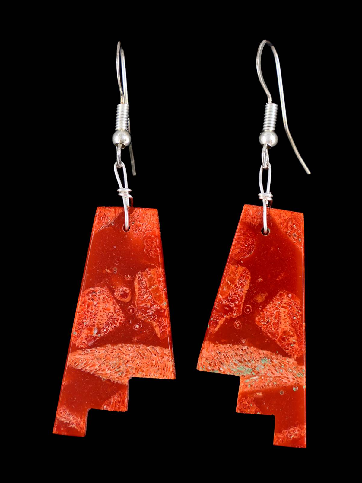 Boucles d’oreilles Navajo Apple Coral Slab Dangle
