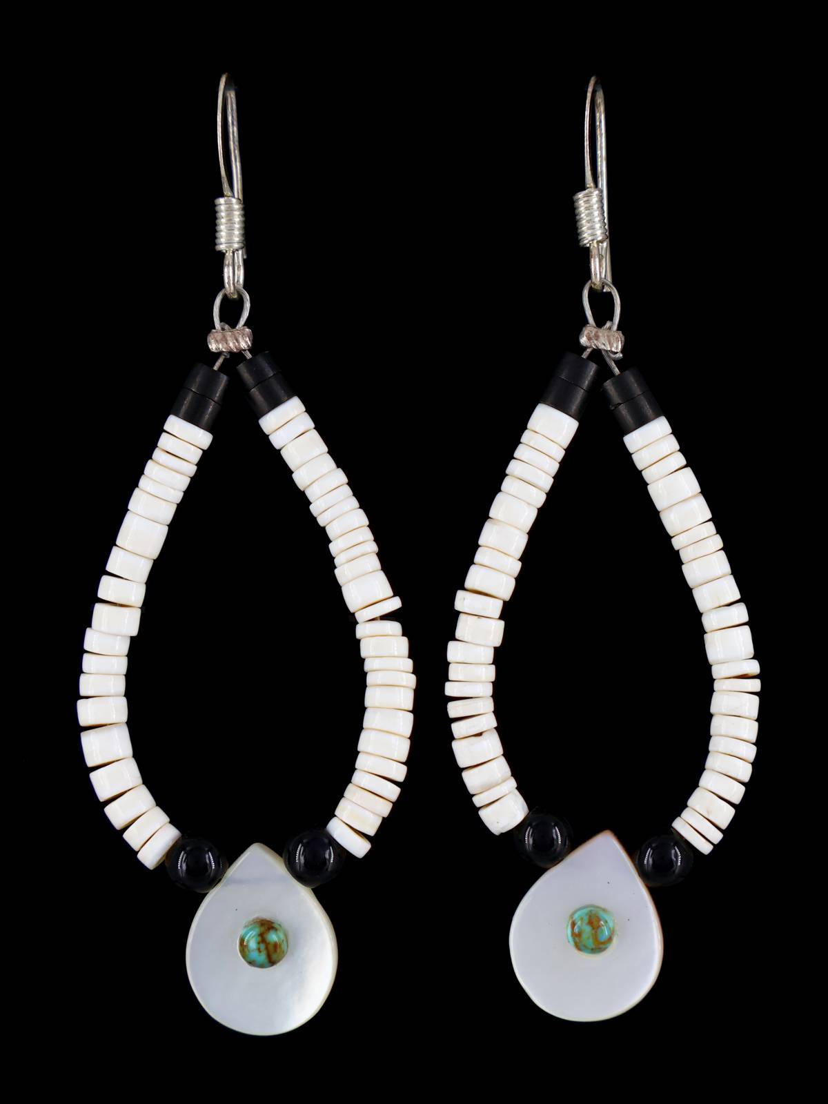 Pendientes colgantes de ostras espinosas y turquesas navajos