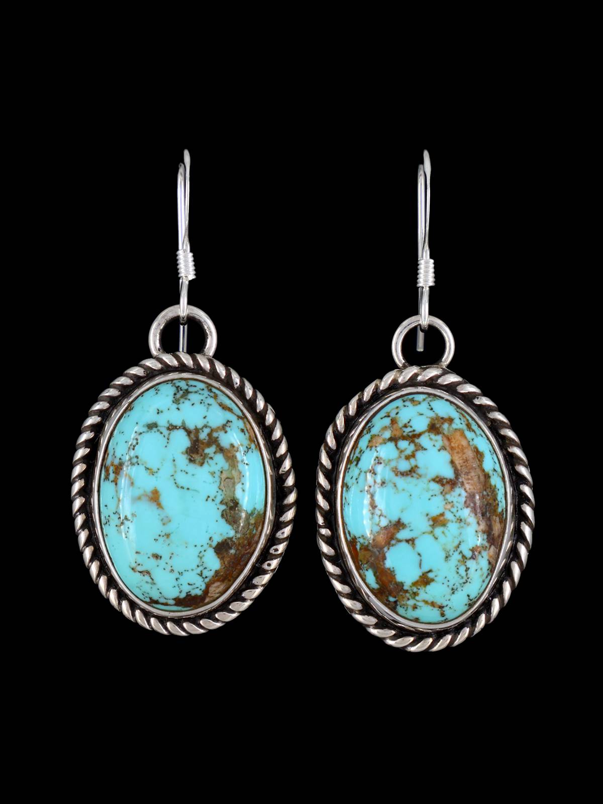 Pendientes de poste de plata de ley navajo de oro de Sonora con turquesa