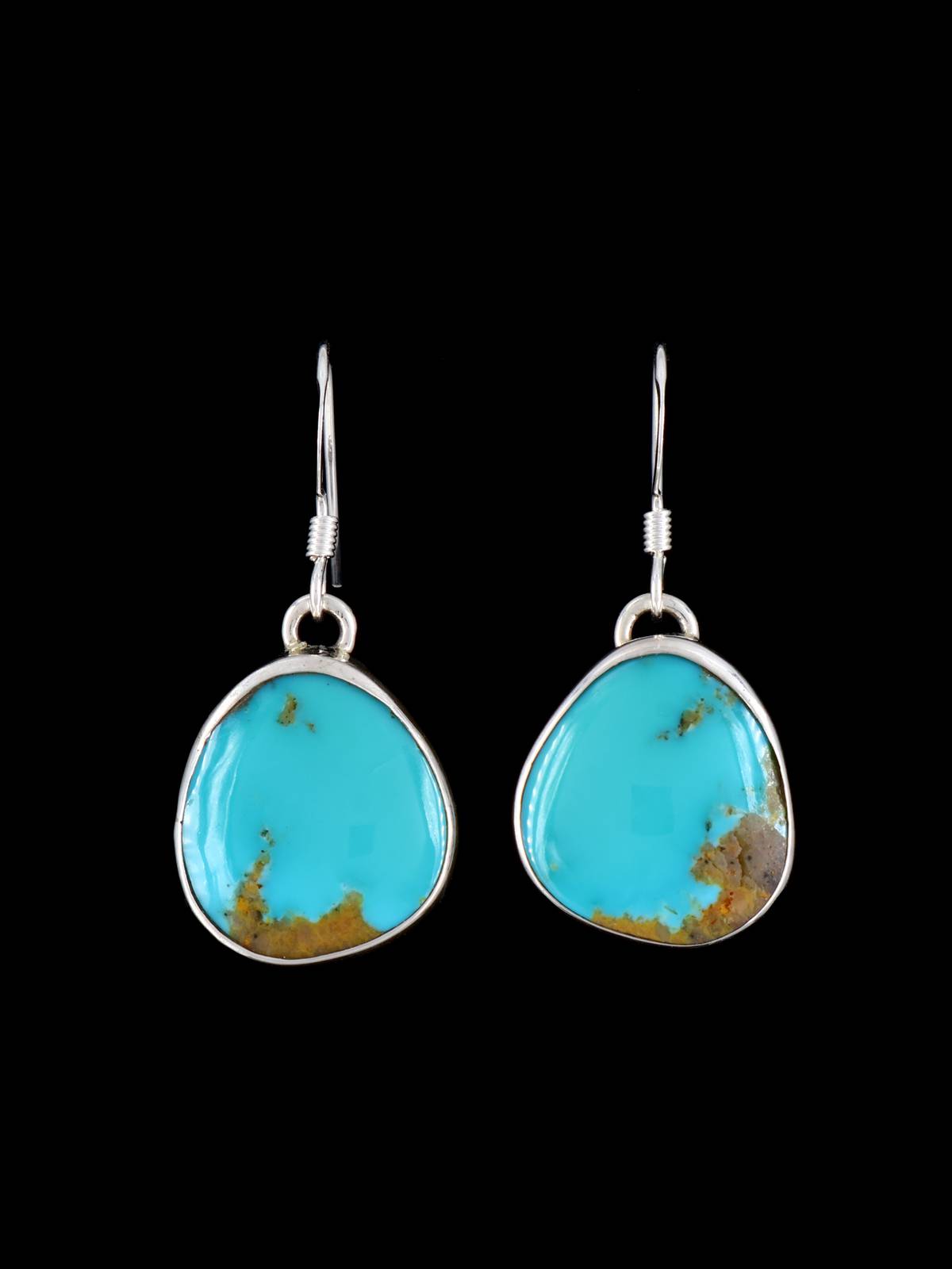 Native American Jewelry Sterling Silver Turquoise Dangle Earrings
