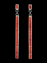 Sterling Silver Zuni Spiny Oyster Inlay Earrings - PuebloDirect.com