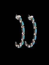 Zuni Turquoise Half Hoop Post Earrings - PuebloDirect.com