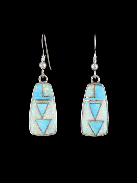 Native American Opalite Inlay Dangle Earrings - PuebloDirect.com