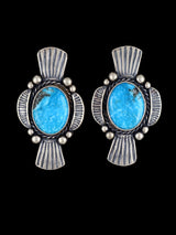 Navajo Kingman Turquoise Post Earrings - PuebloDirect.com