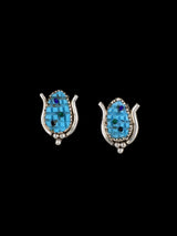 Native American Jewelry Zuni Turquoise Corn Post Earrings - PuebloDirect.com