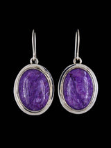Boucles d'oreilles pendantes en charoite violette en argent sterling Navajo