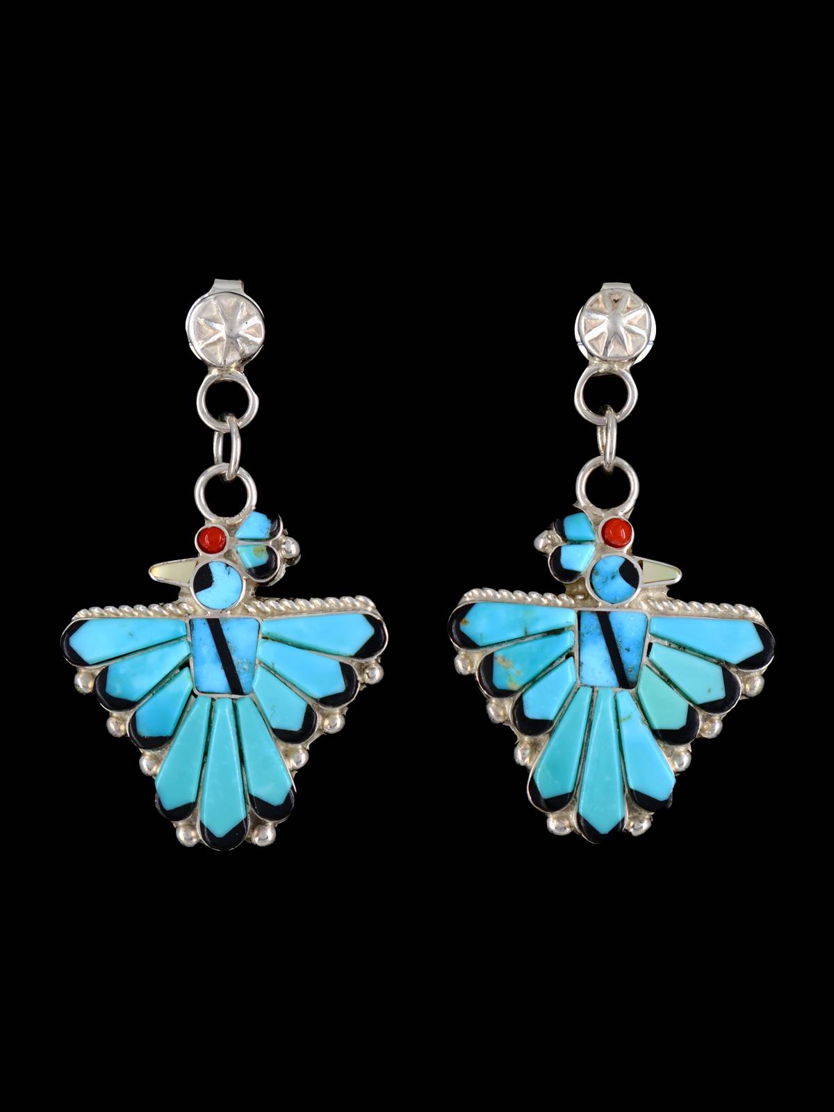 Pendientes Thunderbird con incrustaciones de turquesa Zuni