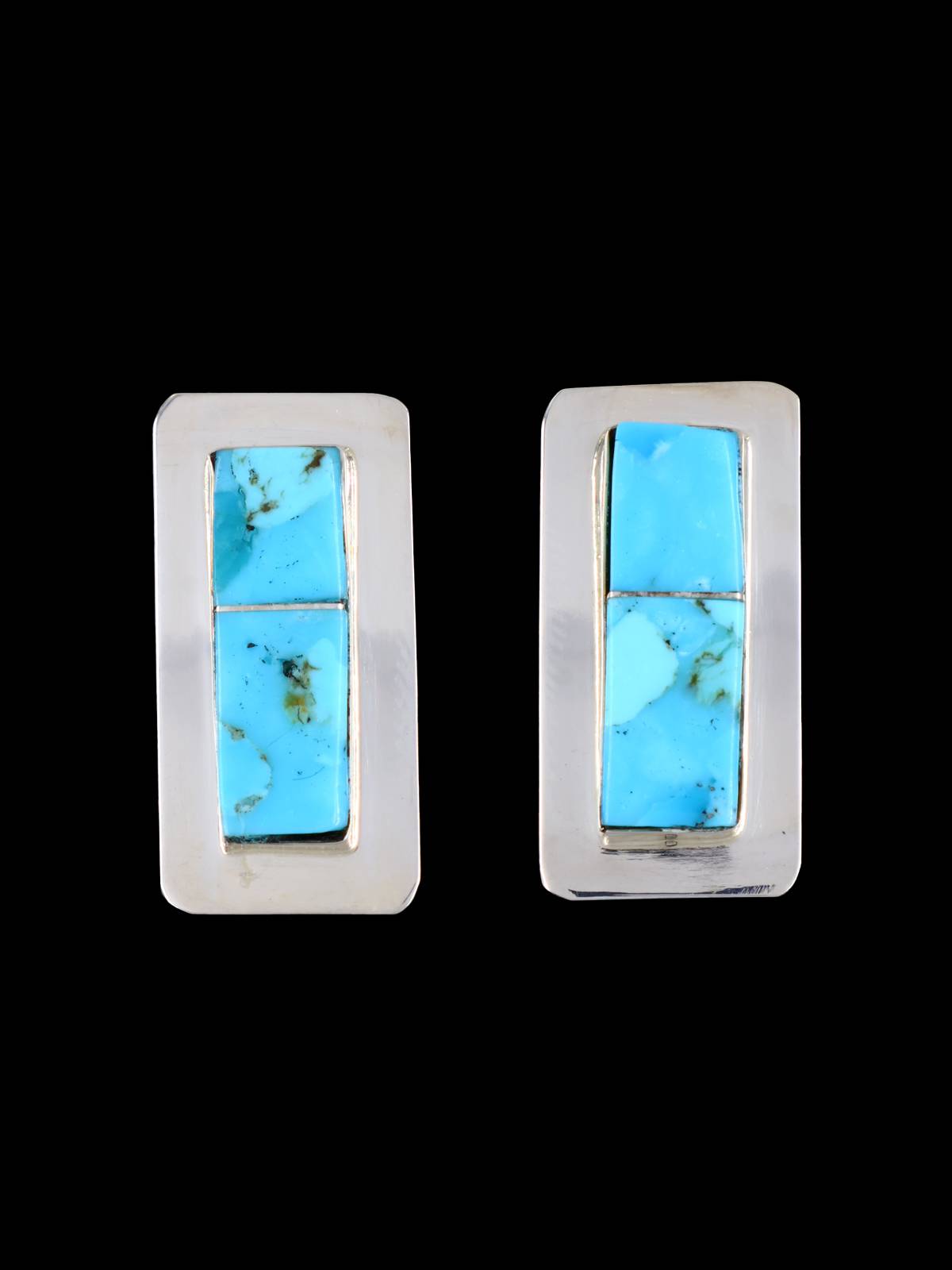 Boucles d’oreilles Navajo Turquoise et Opalite Inlay Dangle