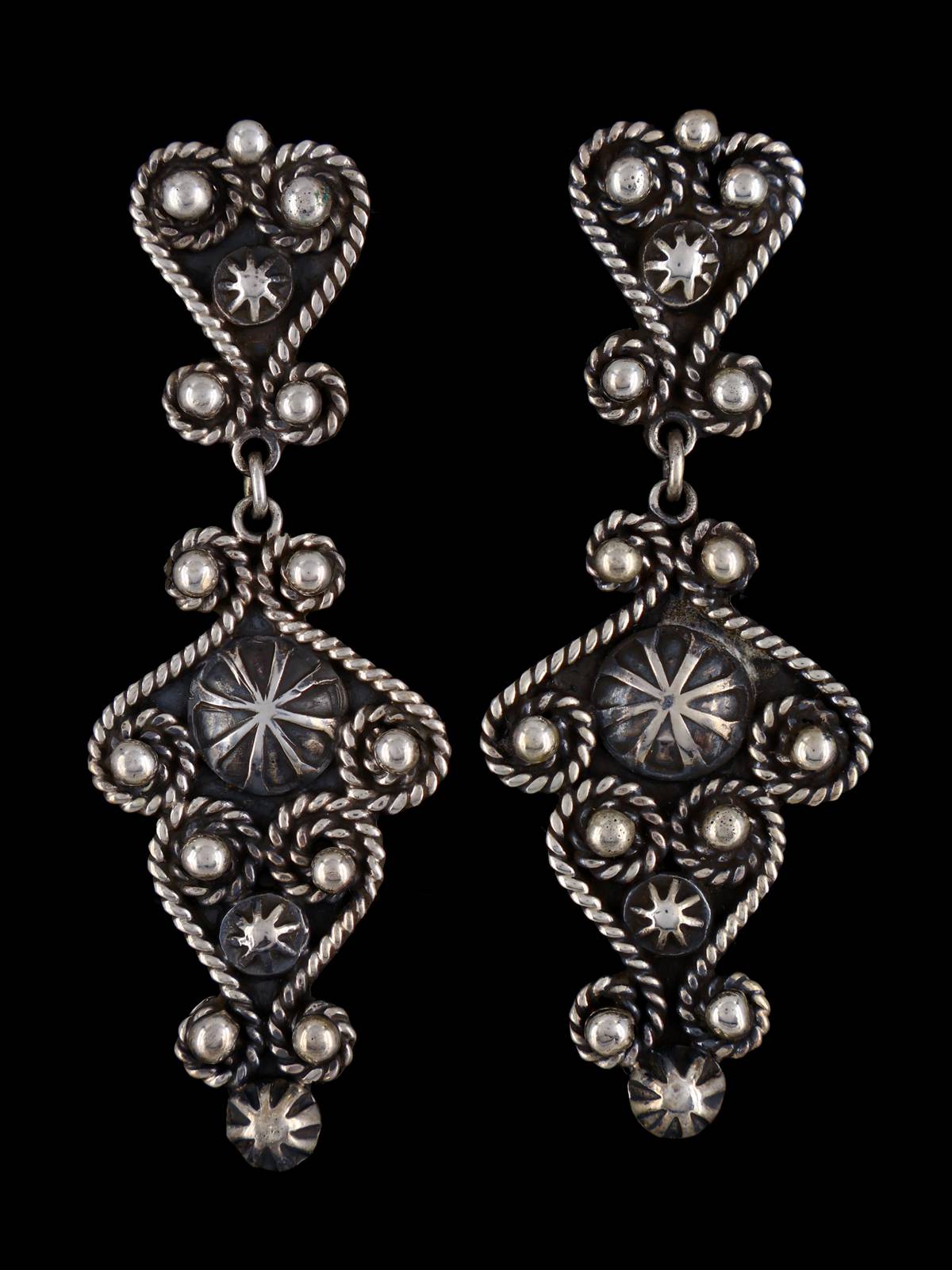 Native American Sterling Silver Sculpted Post Earrings