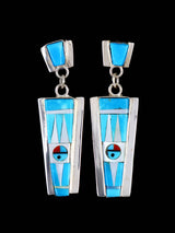 Sterling Silver Zuni Inlay Sunface Post Earrings