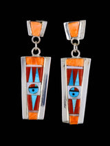 Sterling Silver Zuni Inlay Sunface Post Earrings
