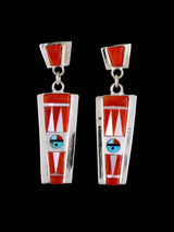 Sterling Silver Zuni Inlay Sunface Post Earrings - PuebloDirect.com