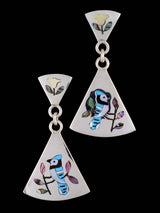 Zuni Inlay Sterling Silver Blue Bird Inlay Post Earrings