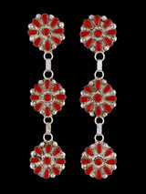 Zuni Jewelry Sterling Silver Coral Post Earrings