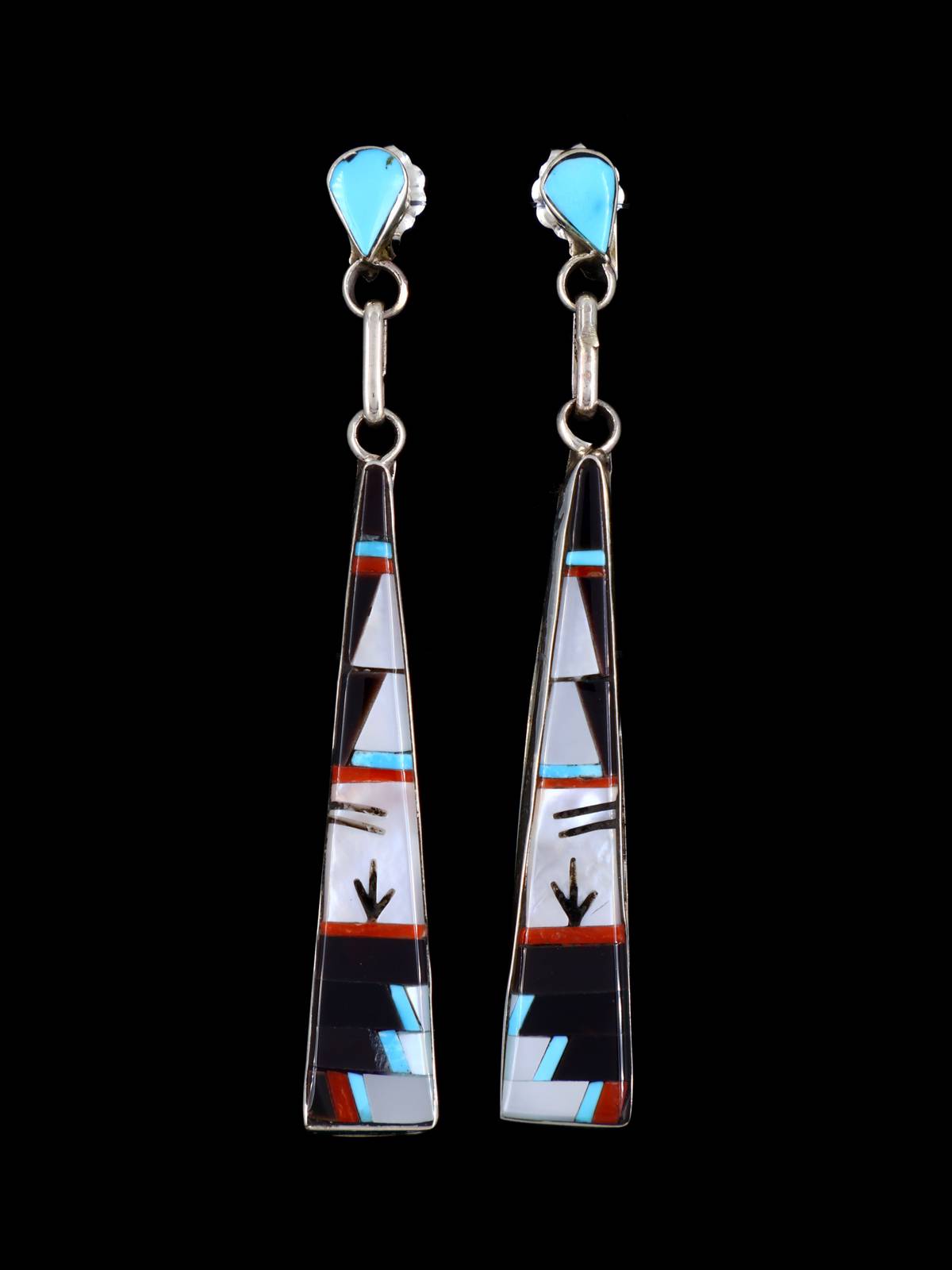 Native American Zuni Inlay Post Earrings