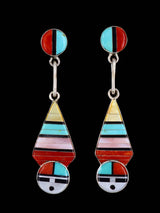 Pendientes con forma de cara de sol con incrustaciones Zuni