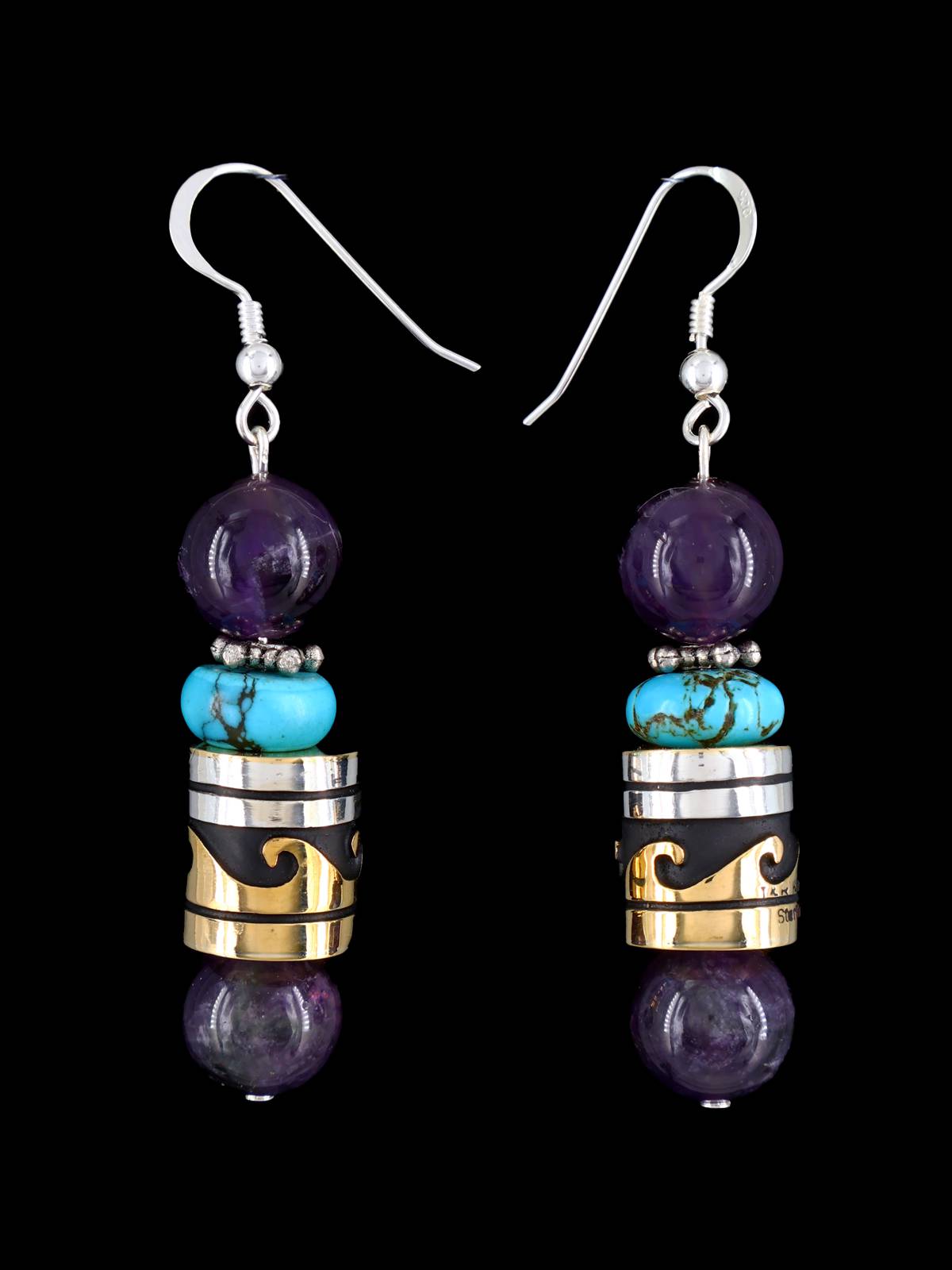Navajo Multistone Beaded Dangle Earrings